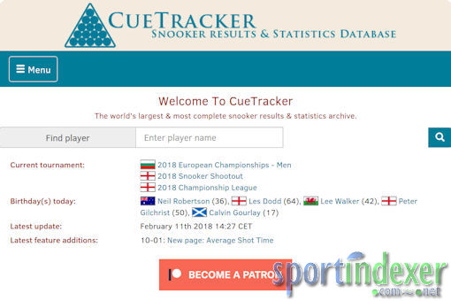 Website preview for: Cue Tracker